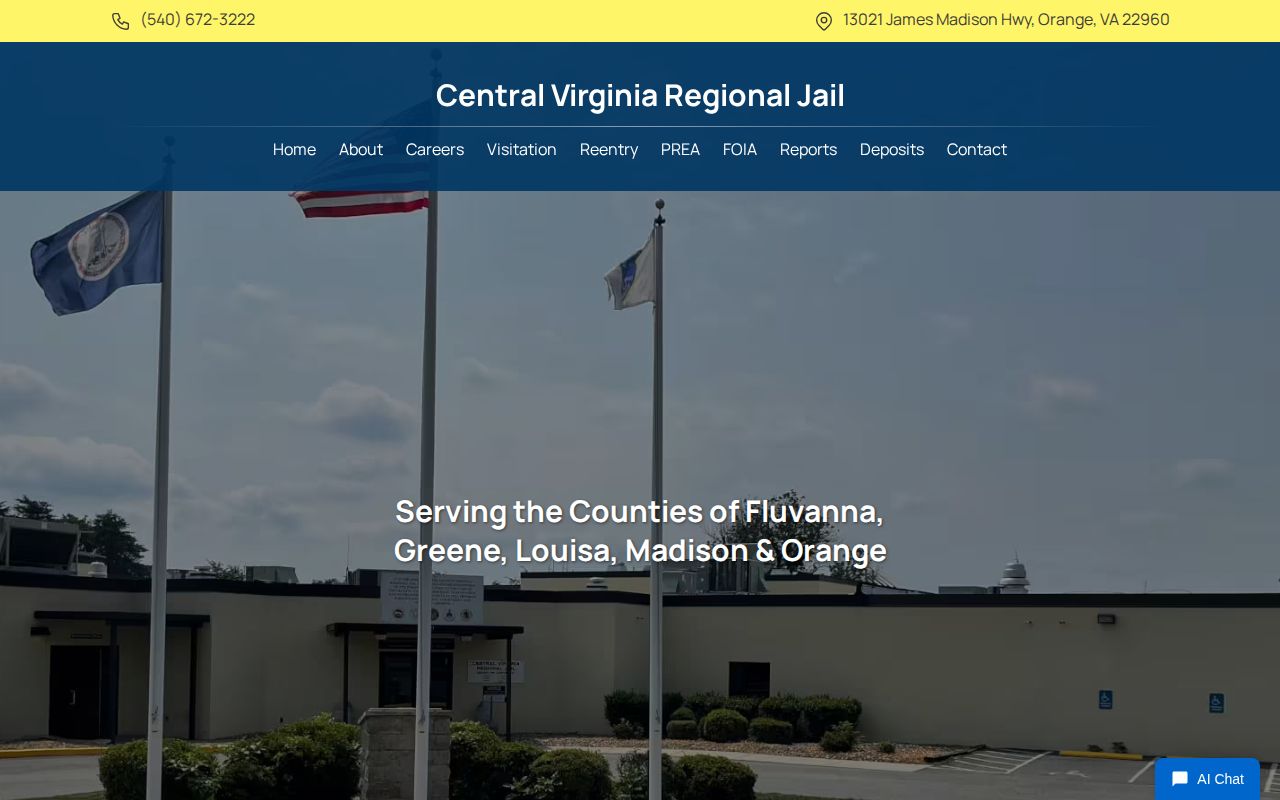 Central Virginia Regional Jail Fluvanna County release and VINE information
